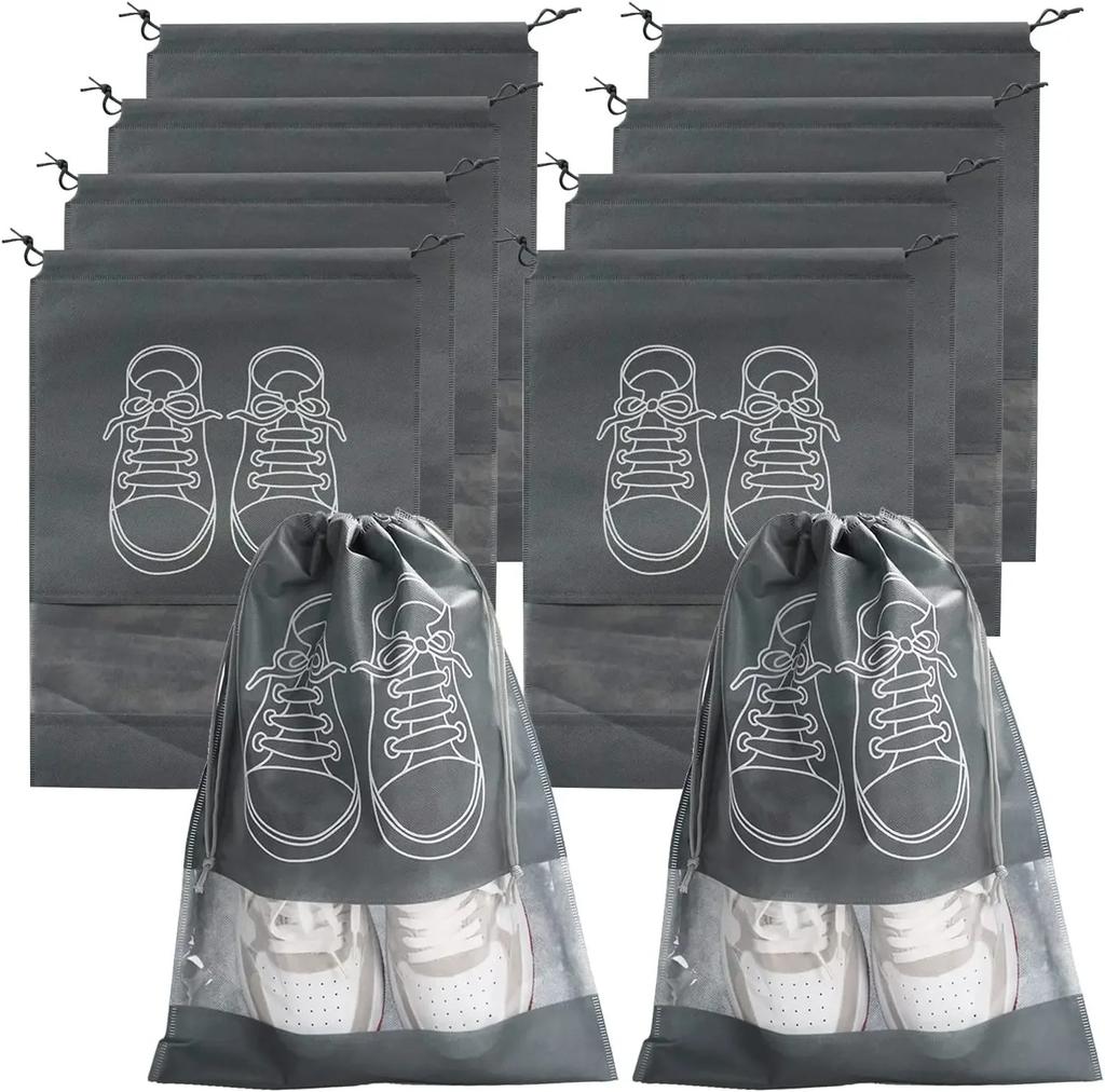 10 stuks Schoenen Opbergorganizer Tassen Non-woven Reis Draagbare Kledingkast Tas Waterdichte Zak Kleding Transparante Hangtas