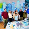 A74E-For Under The Sea Party& Mermaid Birthday Blue Hanging Jellyfish Paper Lanterns, Decoration Set Of 6