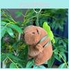 Charming 11cm Capybara Keychain Plush Toy With Strawberry Hat Perfect For Bag Decoration