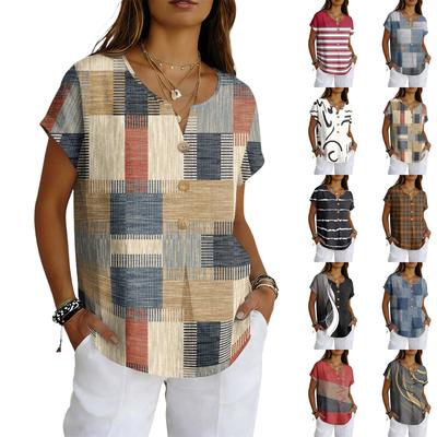 Women's Casual, Loose-Fit, And Stylish Short-Sleeve Cotton-Linen Top