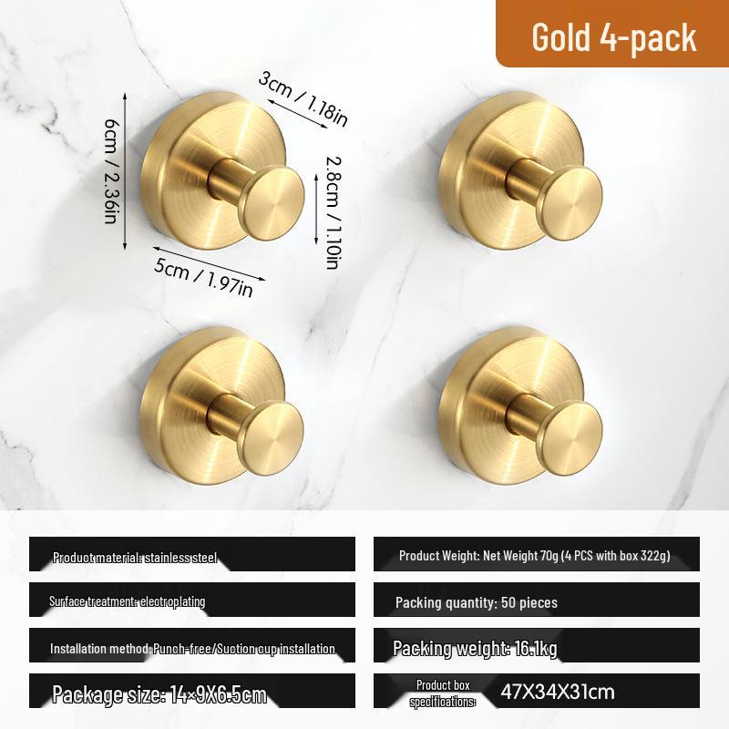 Traceless Stainless Steel Vacuum Suction Cup Hook for Kitchen & Bathroom