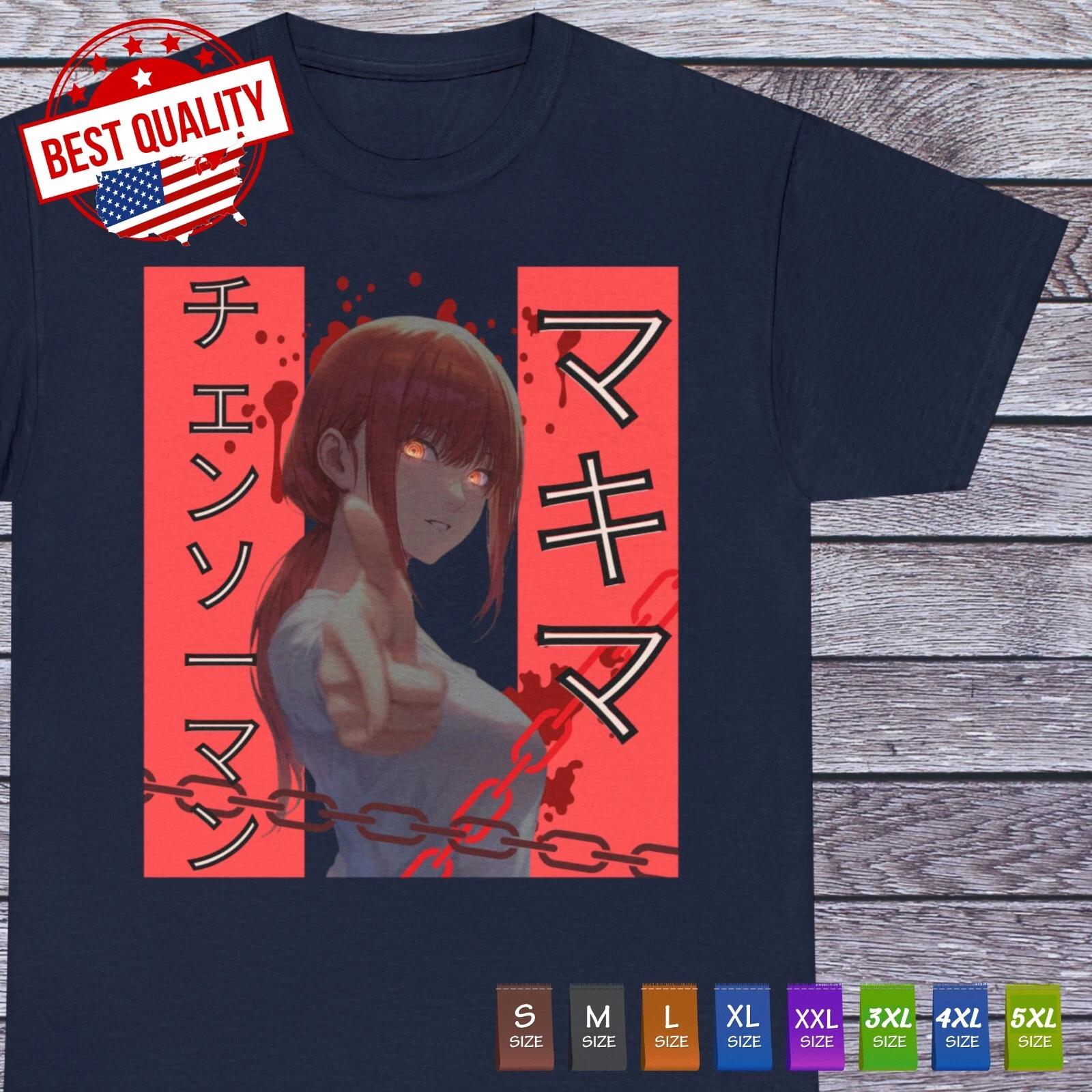 Waifu Makima T Shirt Chainsaw Man Anime Manga Cosplay Japanese Tee Denji Power 2XL