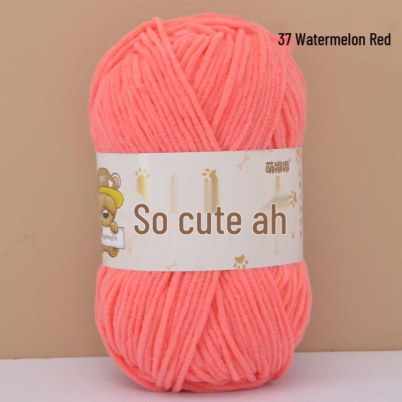 Chenille Crochet Yarn - Medium Thick Hand-Knitted for DIY Crafts & Dolls