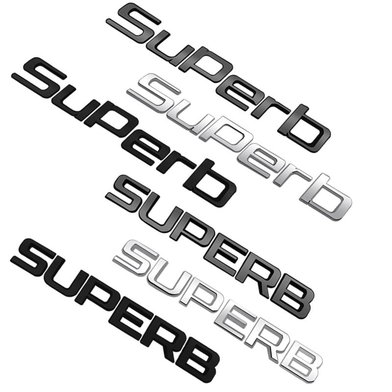 JIYQ3 Car Emblem Metal Badge Logo Body Decals Sticker For Skoda Superb Glossy Black Matte Black Auto Accessories