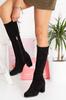 Women Modern Stylish Fashion Boots Boots Faux Leather Suede Black Suede Knee High Stretch Boots