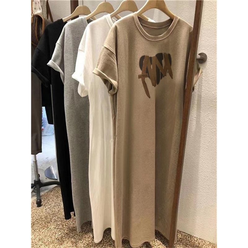 Women's Summer T-Shirt-Style Midi Dress: Loose-Fit, Plus Size, Casual, Knee-Length