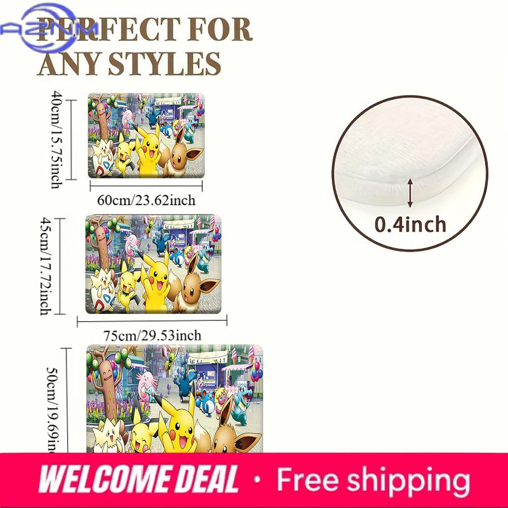 Pokemon Pikachu & Friends Carnival Print Non-slip Doormat Soft Floor Mat for Home Decor