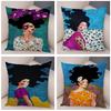 Fashion Abstract Girl Pillowcase Soft Plush Decor Cartoon Flower Lady Cushion Cover for Sofa Home Throw Pillow Case 45x45cm