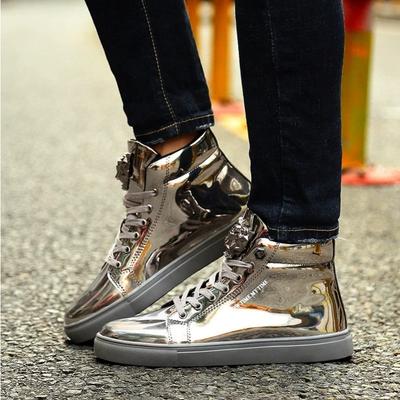 Herren Sportschuhe High Top Leder Freizeitschuhe Streetstyle Spiegel Mode Vielseitige Herren Board Schuhe