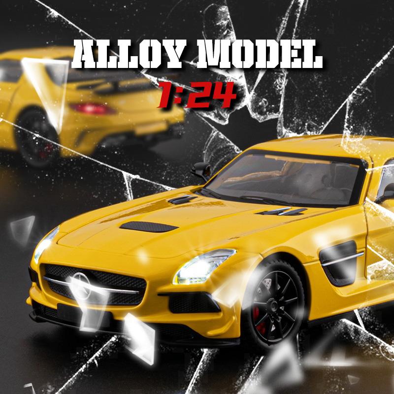1/24 Alloy BENZ SLS Model Toys, Cool Sound and Light, Exquisite Desktop Ornaments, The Best Collection for Car Model Enthusiasts