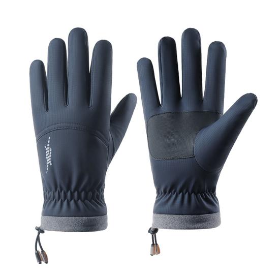 Yousheng 1 Paar Winterhandschuhe mit verstellbaren Kordelzugbündchen Wasserdicht Winddicht Wärmespeicherung Feuchtigkeitstransport Touchscreen Anti-Rutsch-Handfläche Outdoor