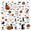 Cross-border new Halloween white ghost glass window decorative window sticker bat pumpkin window decal