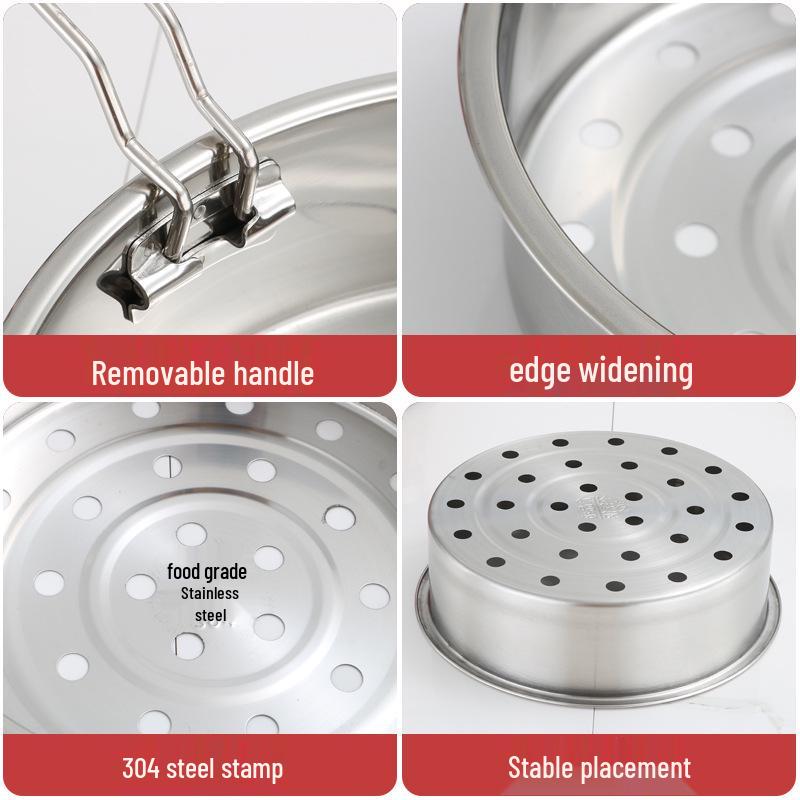 304 Stainless Steel Steamer Basket for Rice Cooker - Fine Hole Steaming Tray with Inner Rack and Layered Accessories for Electric Pressure Cookers
