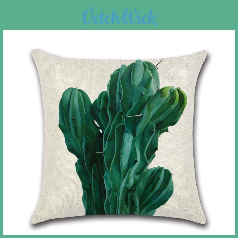 Tropical Plants Cactus Decorative Cushion Cover In Eco-friendly Cotton Linen Fabric