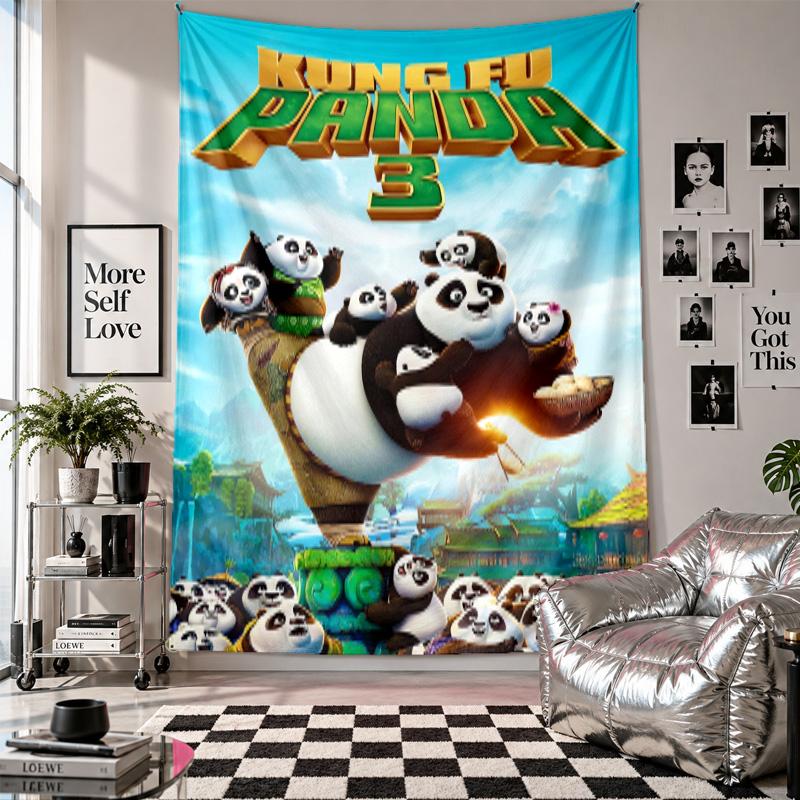 Wall TapestryKung Fu Panda Art Hanging Cloth Decorative Background Cover for Room Decoration