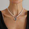 Irregular Rhinestone Necklace Dark Grey Women Jewelry Vintage Earrings Bracelet  Party
