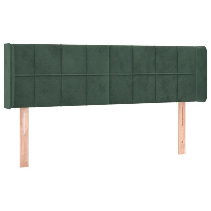 VidaXL Tête de lit avec oreilles Vert foncé 147x16x78-88 cm Velours3118819