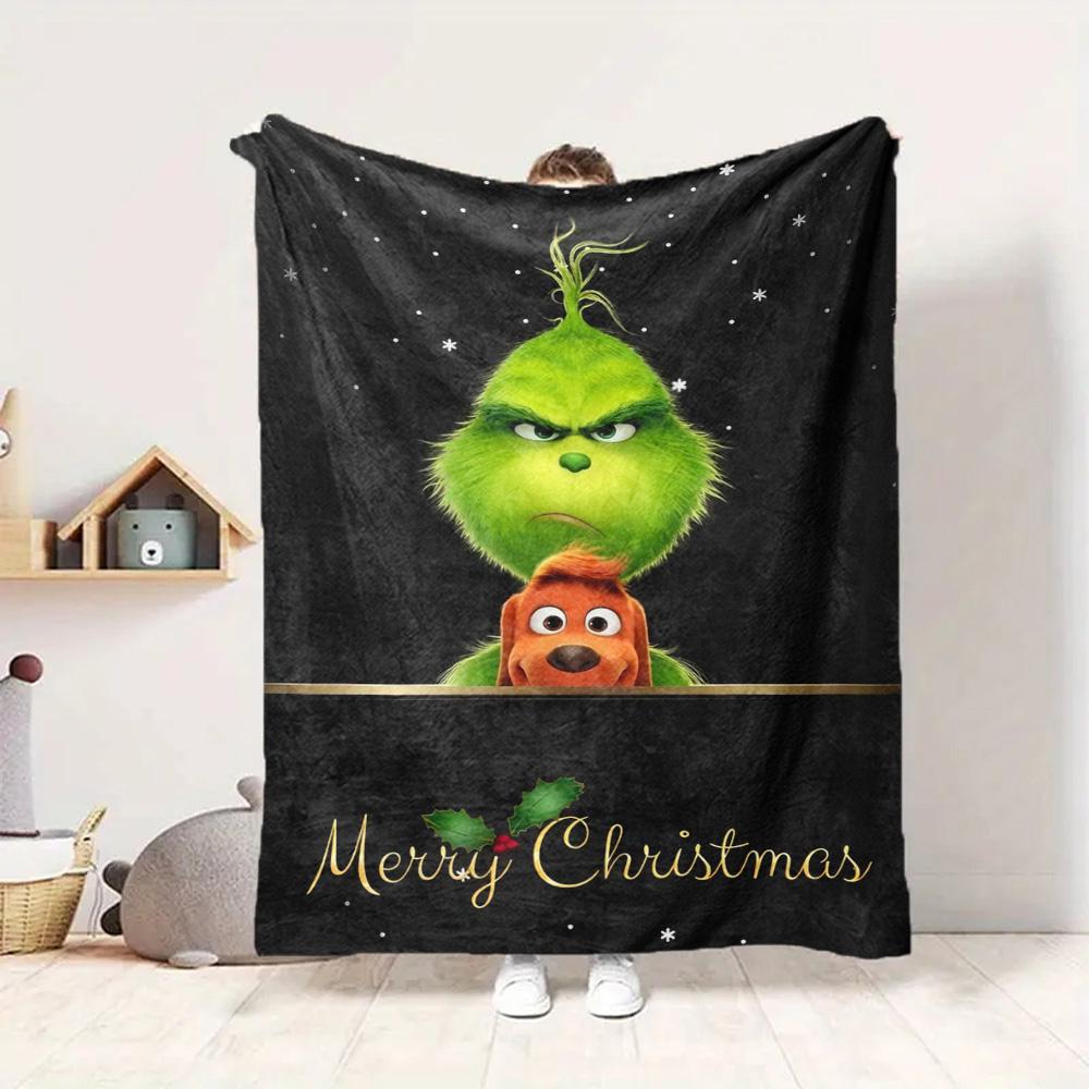 Grinch Christmas Flannel Blanket Throw Blanket Soft Warm Sofa Bed Camping Home Decor Unique Christmas Gift C9211463