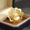 Elegant High-End Natural Fritillary Freshwater Pearl Camellia Brooch Temperament Niche Flower Rose Pin Women'S Accessories