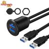 Waterproof Aluminum USB 3.0 Male to Female Cable with LED for Vehicles