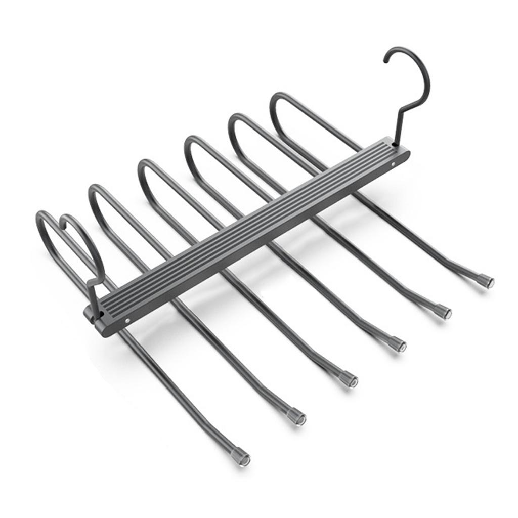 6 In 1 Trouser Hangers Magic Multi Layer Aluminium Alloy Pants Storage Rack 360 Rotatable Foldable Protable Cloth Pants Hangers