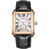 Men's Leather Watch Square Dial Hand-Wound Adjustable Strap Roman Numerals Gold