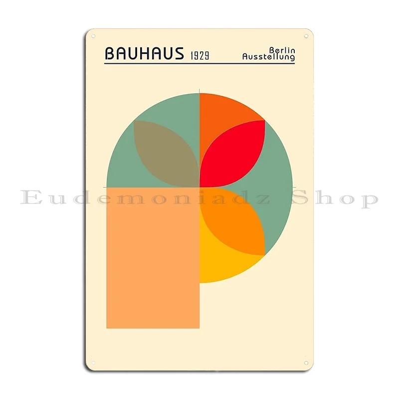 Bauhaus Berlin Modern Round Geometric Art Metal Plaque Poster Wall Mural Wall Plaque Garage Designing Tin Sign Poster 20x30cm(7.8x11.8inch)
