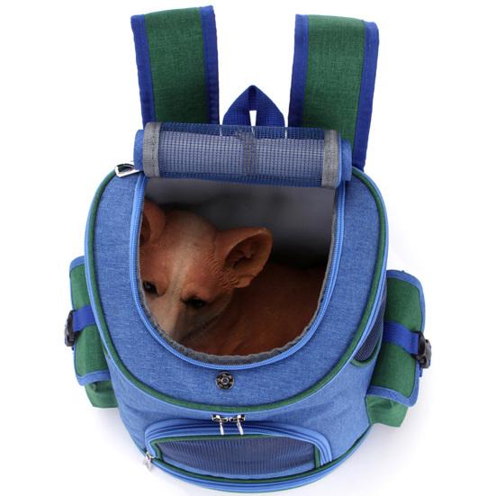 Pet Bag Top Roller Blinds Double Zipper Side Pocket Pet Carrier Backpack Outdoor