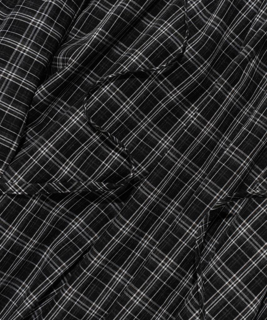 Cargo Bros For Woman Asymmetrical Frill Check Long Skirt (Black)