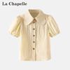 La Chapelle Girls' Puff Sleeve Shirt with Doll Collar