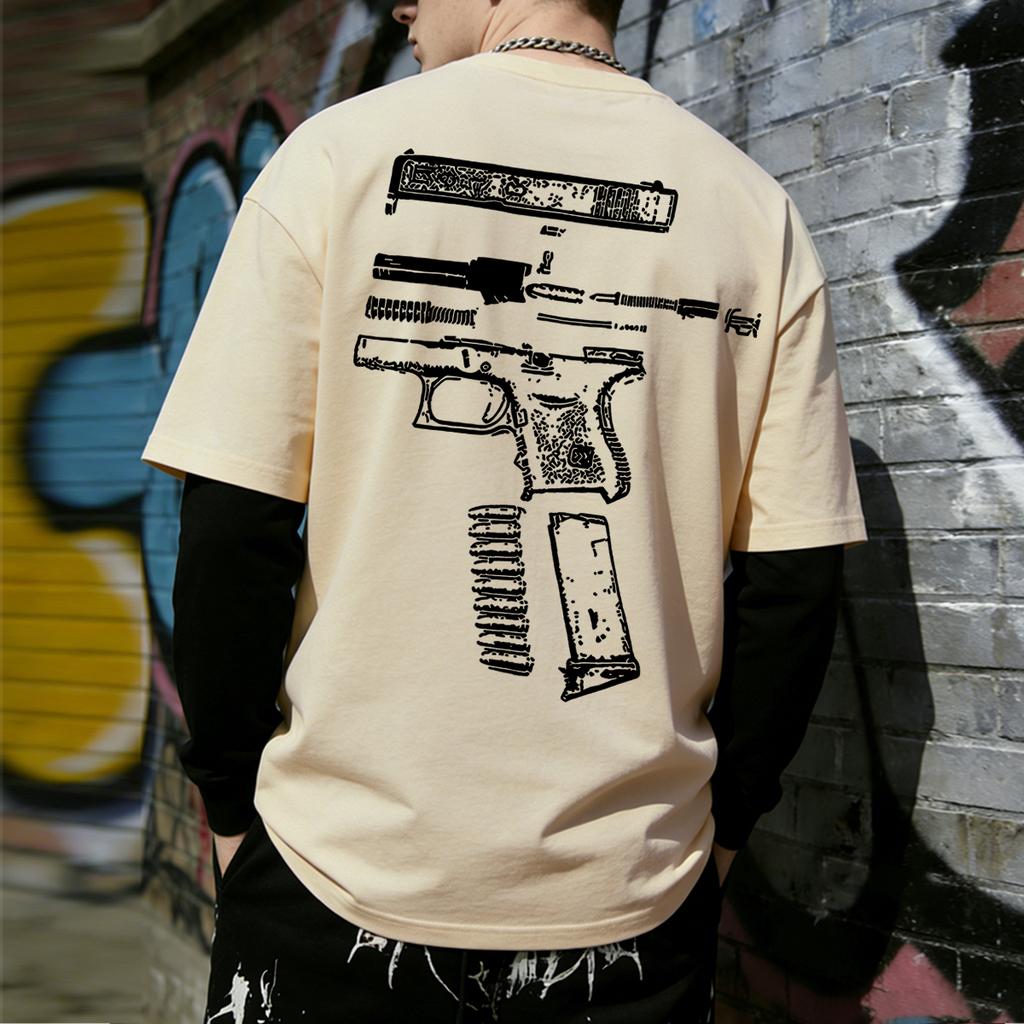 Men's Streetwear Fake Two-piece Double-sided Print T-shirt