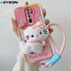 KEYSION Cute 3D Cartoon Plush Case for OPPO A9 2020 with Lanyard Soft Silicone Shockproof Phone Cover for OPPO A5 A9 2020