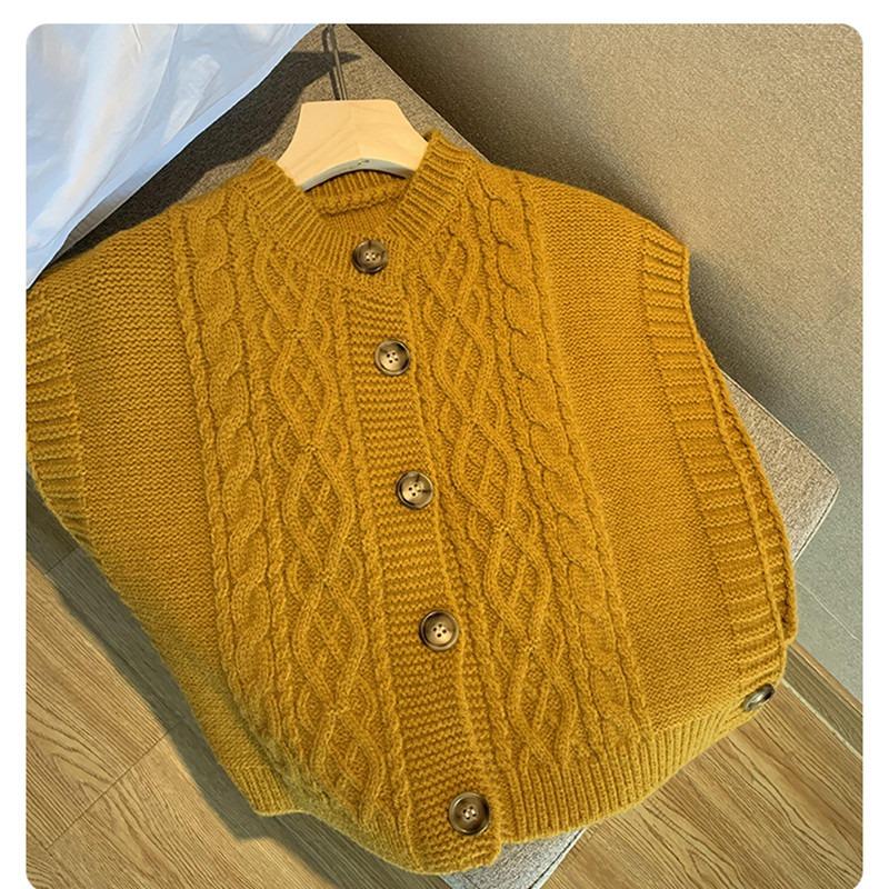 Autumn Winter O Neck Women Twist Sleeveless Cardigan Sweater Vest Korean Style Knitted Casual Short Tank Tops Fashion Elegant Clothing
