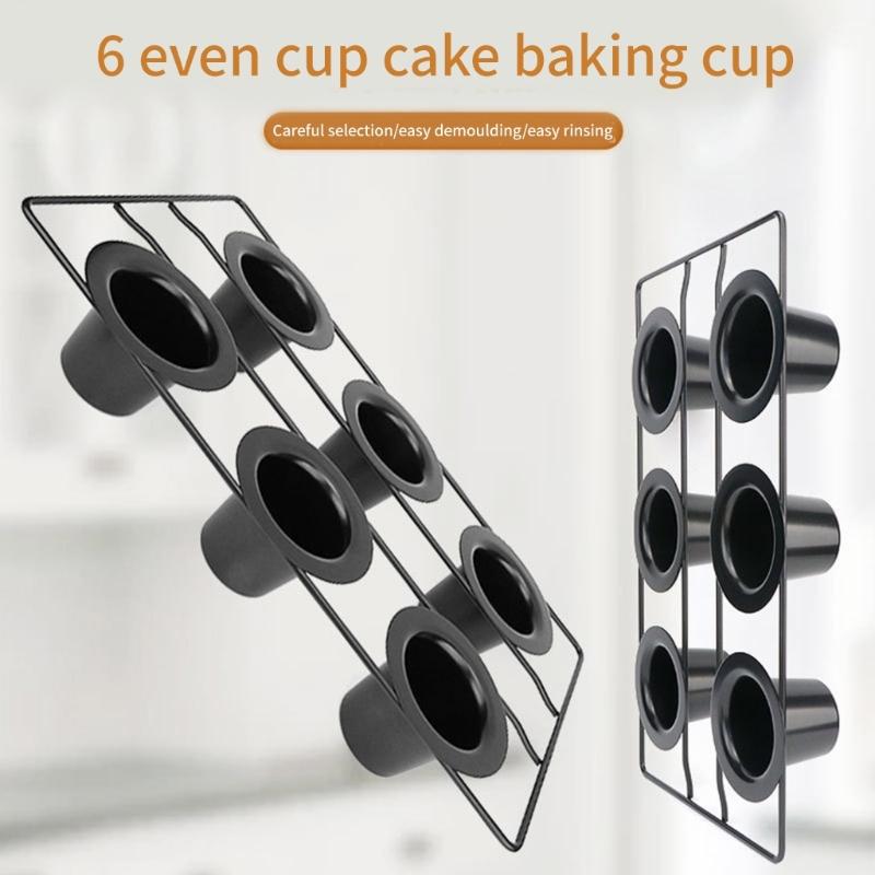 6 Cavity Baking Tray Multifuntional Cake Baking Molds Small Cake Pans Carbon Steel Baking Pans Suitable for Kitchen