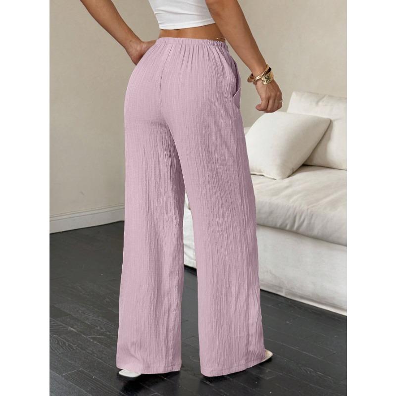 YYFS Women's Fashion Casual Solid Color Print High Waist Trousers Pants & Capris