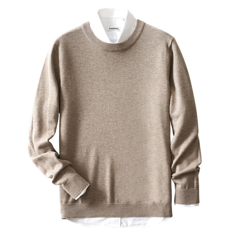 Autumn and Winter V-neck Round Neck Men's Knit Sweater Simple Wind Wild Color Pure Color Pullover Sweater Bottoming Business Sweater