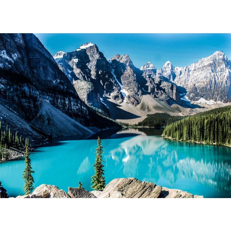 Mountains At Lake Nature Beautiful Scenery Poster Sea Boat Landscape Canvas Painting Wall Art for Living Room Home Decor