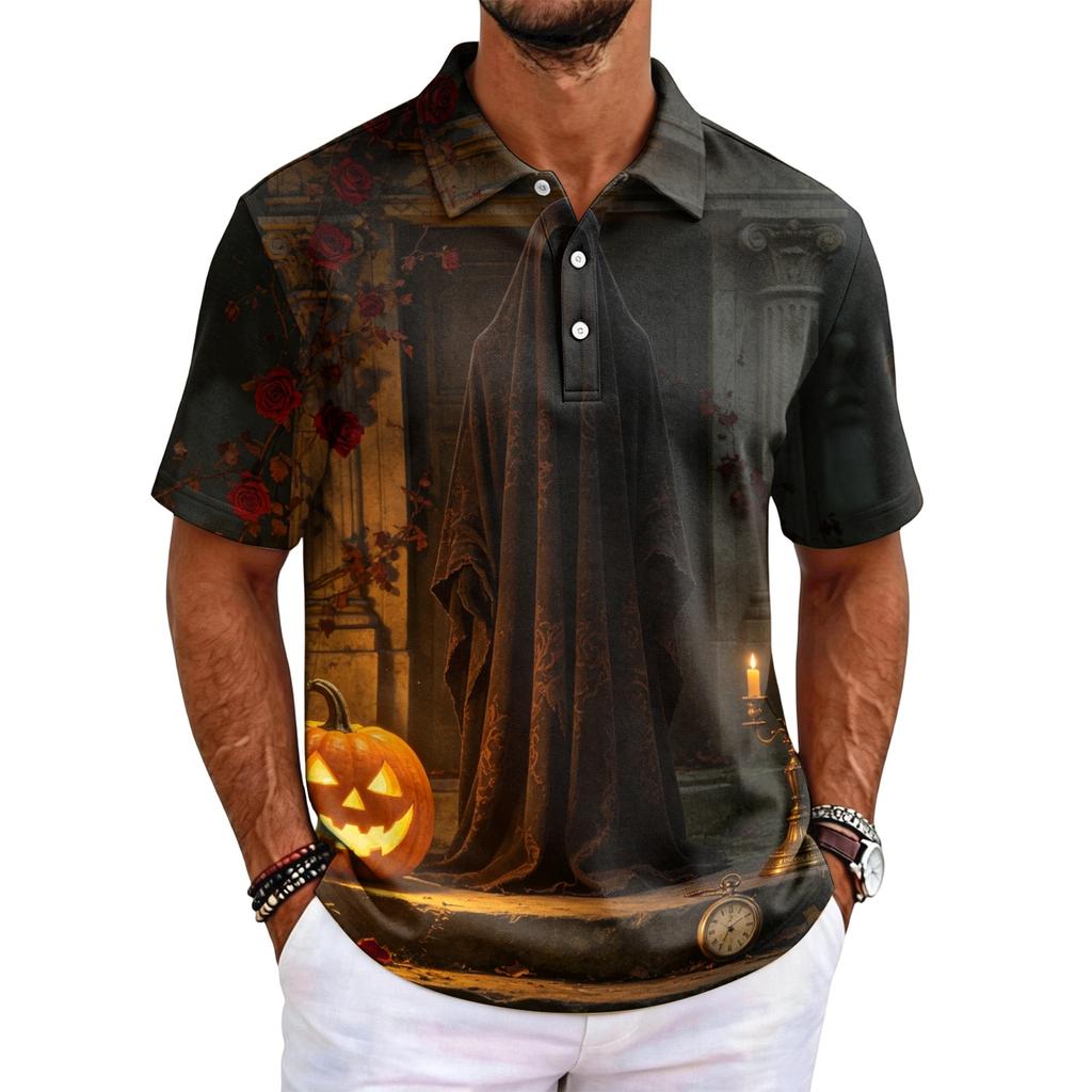 Men's Halloween Printed Trendy Short Sleeve T-Shirt Casual Top