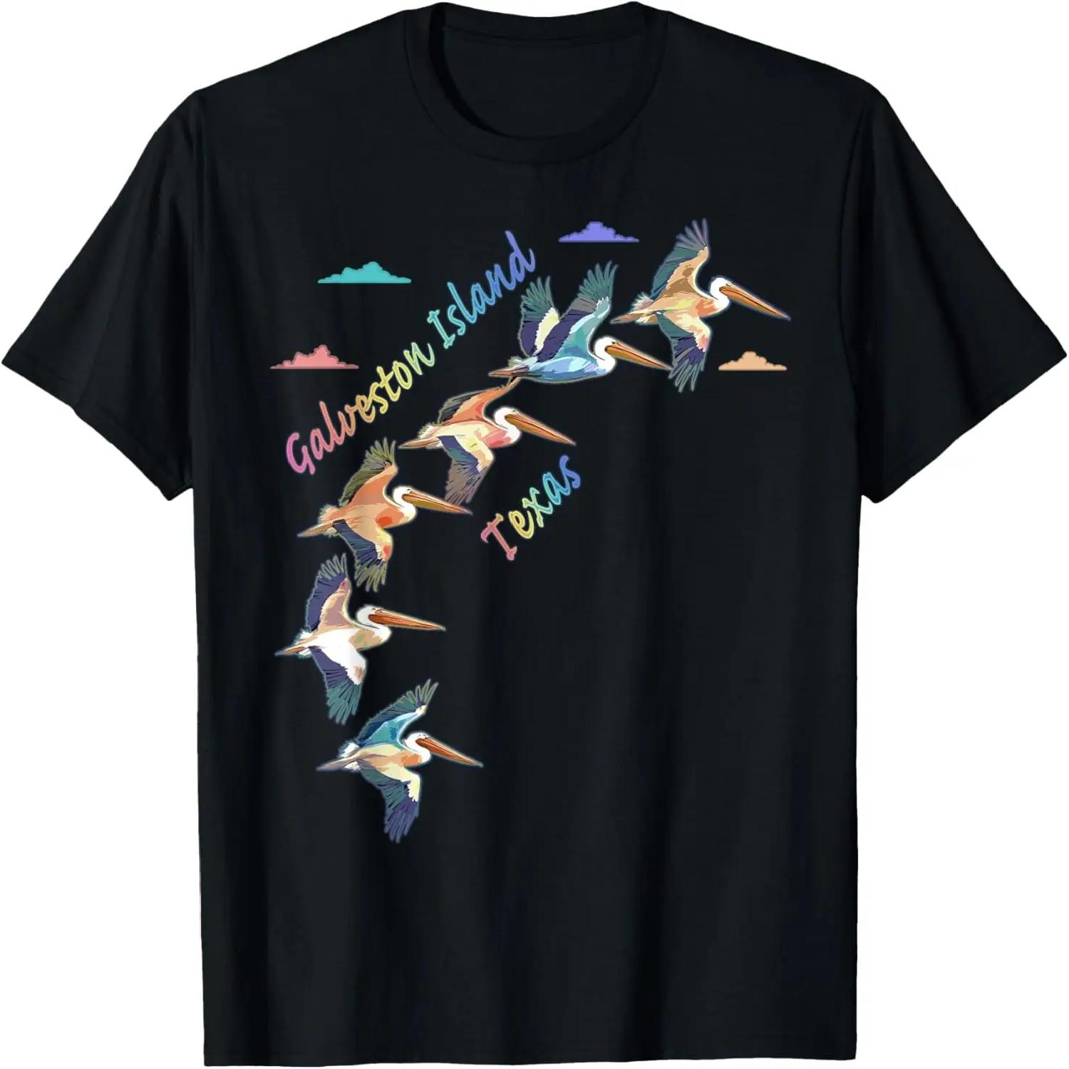 Galveston Island Texas Colorful Tie-Dye Pelican Art T-Shirt S