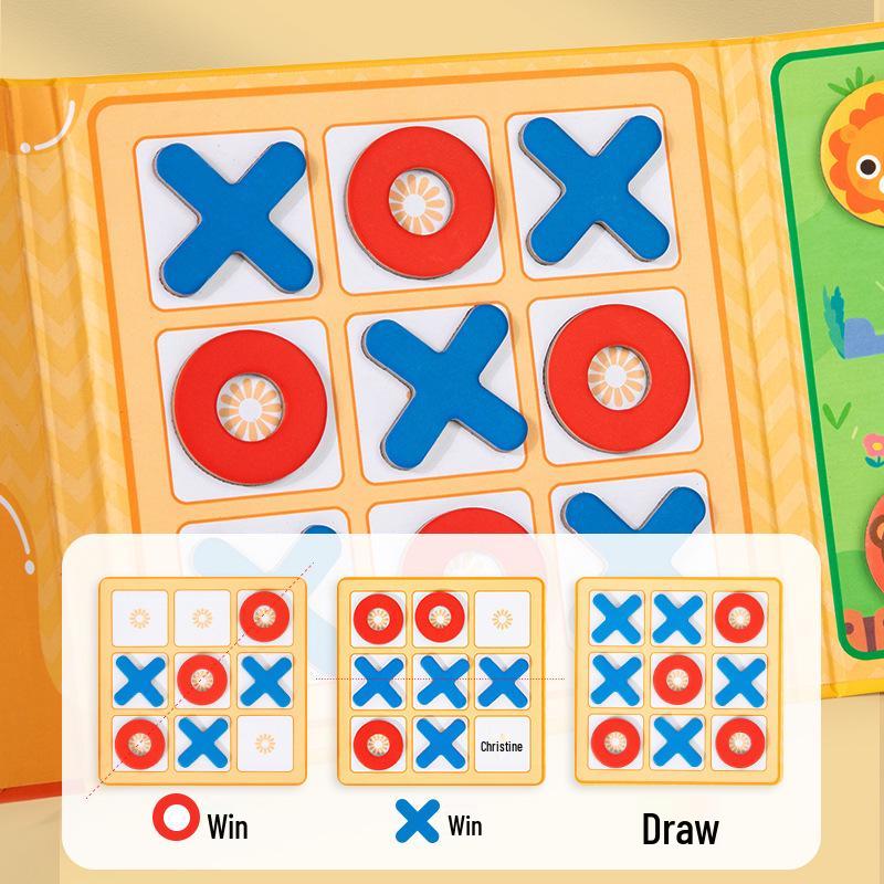 Kongming Chess 3-in-1 Solitaire, Tic-Tac-Toe, and Huarong Road Puzzle Board Game Toy