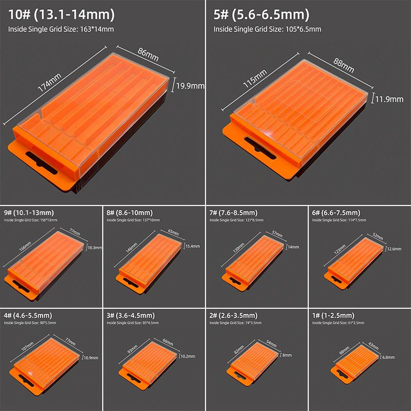 Cutie de depozitare pentru burghiu Cutie de desen din plastic Cutie de scule specială pentru accesorii pentru robinet de foraj elicoidal Cutie de depozitare pentru piese