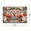 Vintage Flamingo Lounge Metal Sign, Retro Tropical Bar Decor, Tiki Style Man Cave Nightclub Wall Art Accent