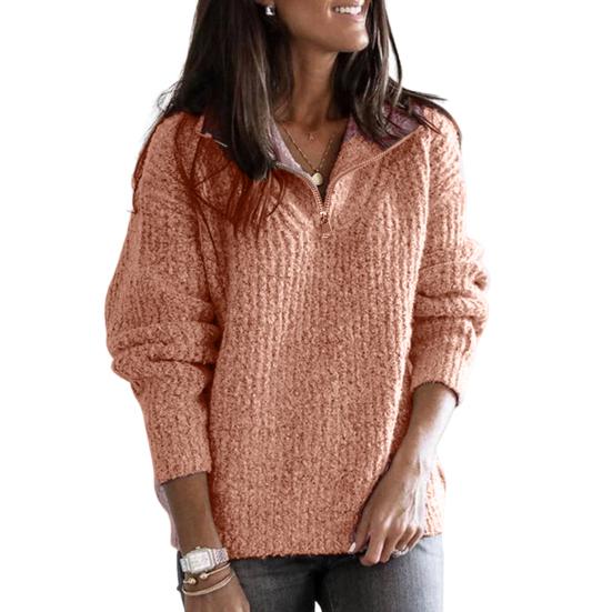 

Свитер на молнии Удобный спандекс Длинный рукав V-образный вырез Вязаный свитер для повседневной жизни XXXXXL красный