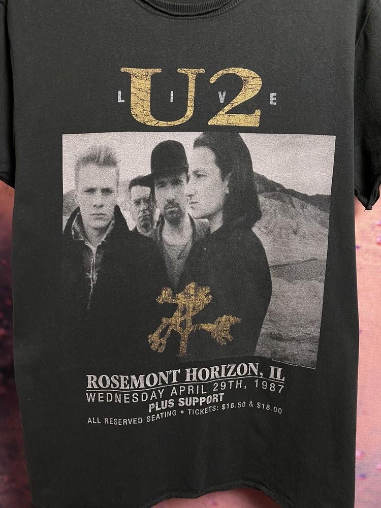 U2 Band Rock Tshirt Retro Style Black Short Sleeve Unisex Tshirt Reprint KH11760 L