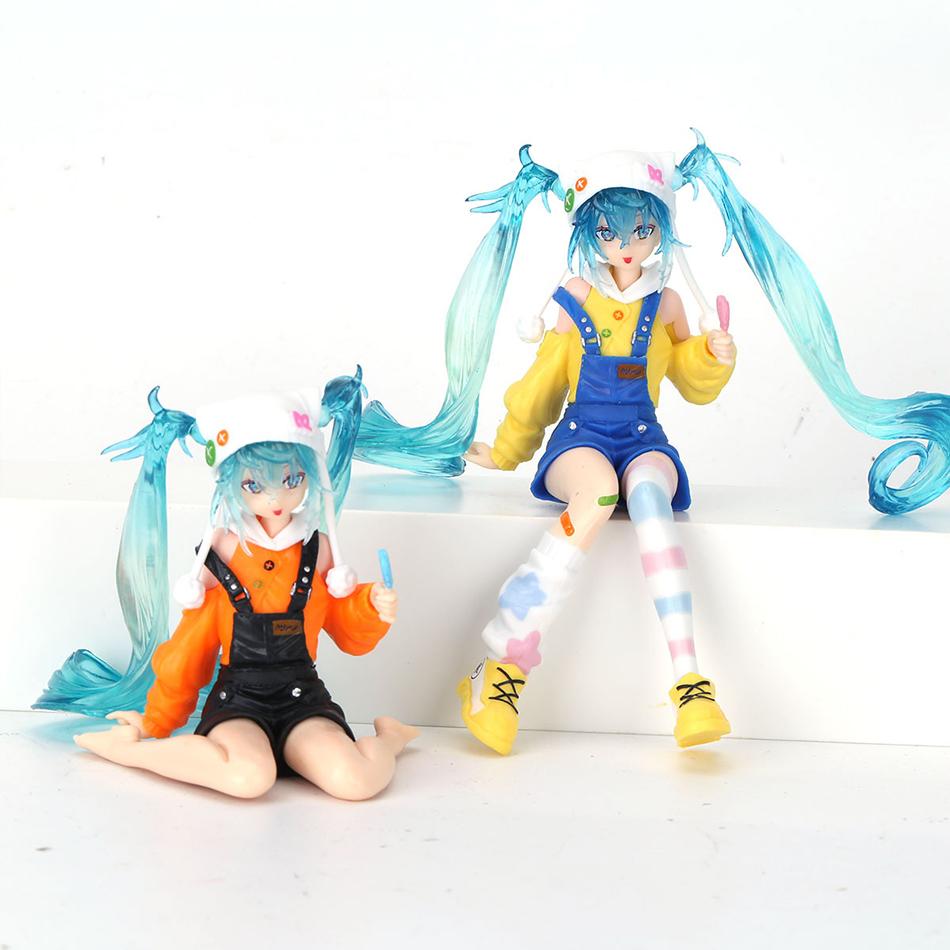 Hatsune Miku Anime Figure Lollipop Noodle Stopper Kawaii Blue Hair Pvc Collectible Desktop Home Decor Ornament Birthday Toy Gift