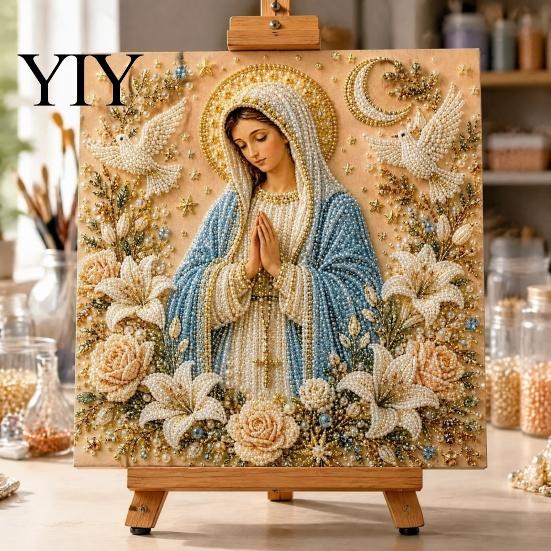 Sparkling Bead Painting Sets Christmas Faux Pearl Art Kit, DIY Snowman 3D Resin Xmas Scenes Crafting Project for Adults Beginners, Home Festive