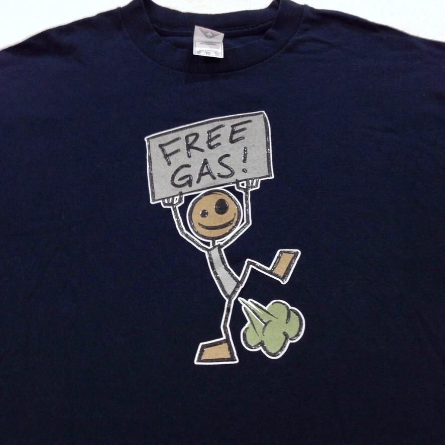 vintage 90s FREE GAS FART JOKE T-Shirt XL 2XL