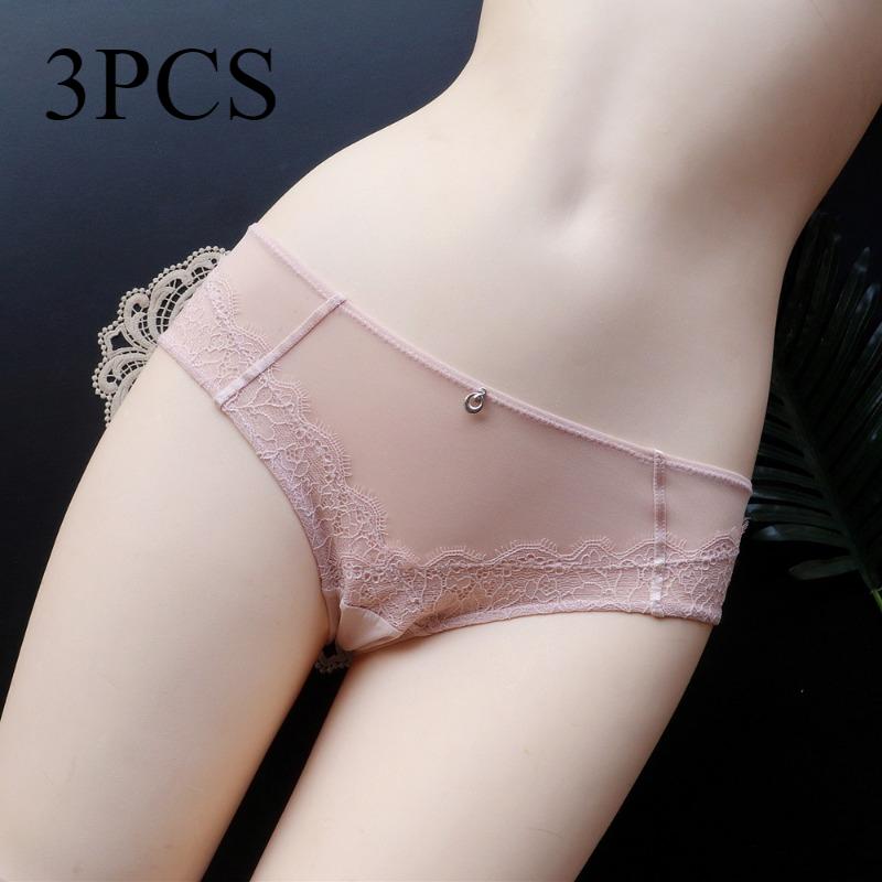 

Высококачественное кружевное дышащее сексуальное нижнее белье для женщин с приподнятыми бедрами и низкой талией, треугольные трусики из ледяного шелка большого размера L розовый