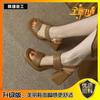 2025 new Korean version summer versatile retro word with waterproof table thick heel Roman sandals women's high heel shoes