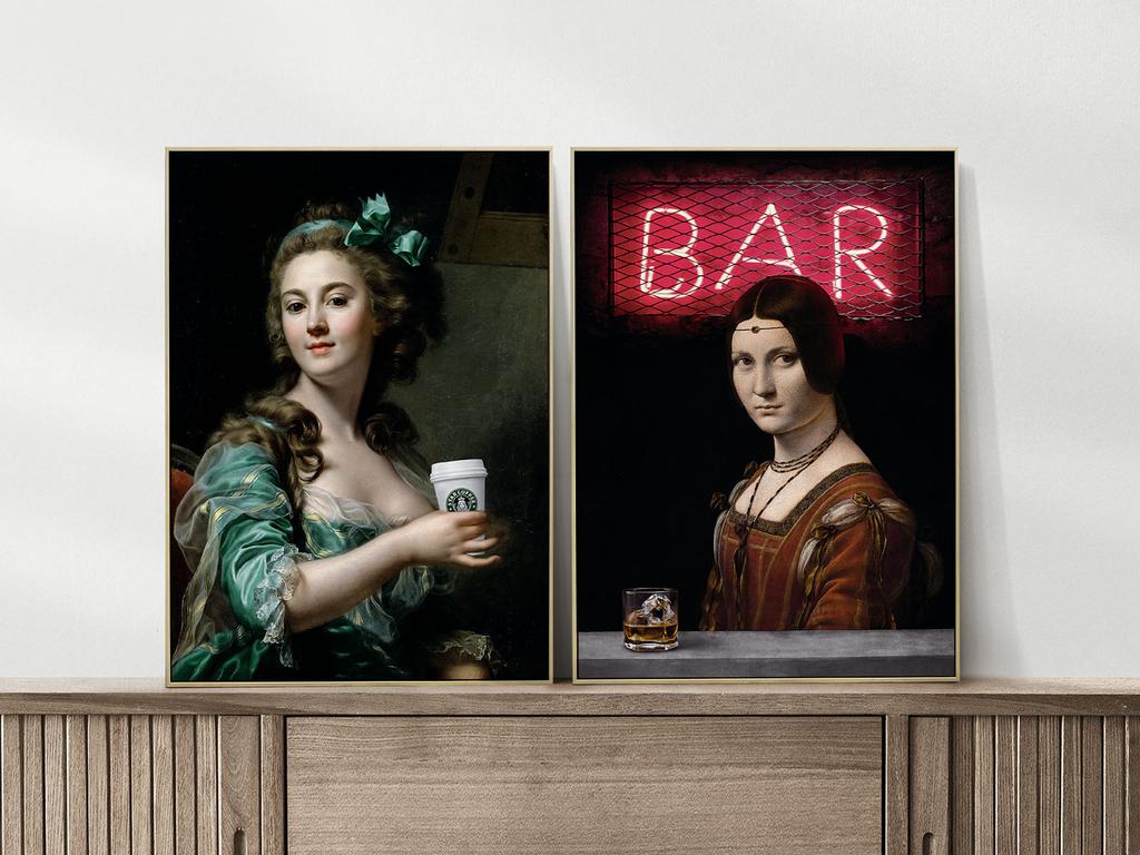 Set of Two Portrait Posters with Coffee